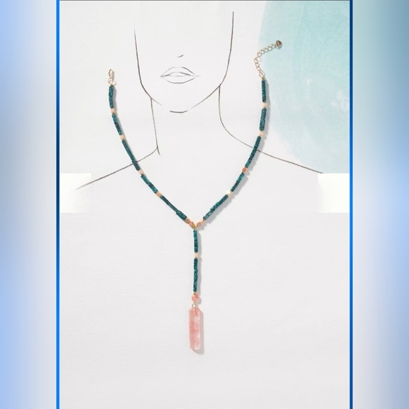 Nakamol, Anthropologie, Sea Breeze Pendant Necklace, Turquoise/Rose‎ Quar… - Picture 3 of 9